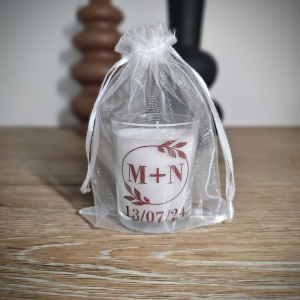 Bougie en sac organza blanc