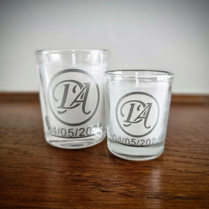 Bougie en sac organza blanc