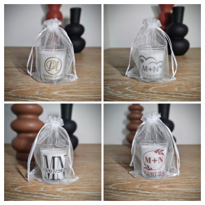 Bougie en sac organza blanc