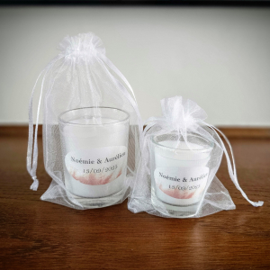 Bougie en sac organza blanc